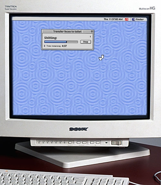 An e-toilet processes a large user download.